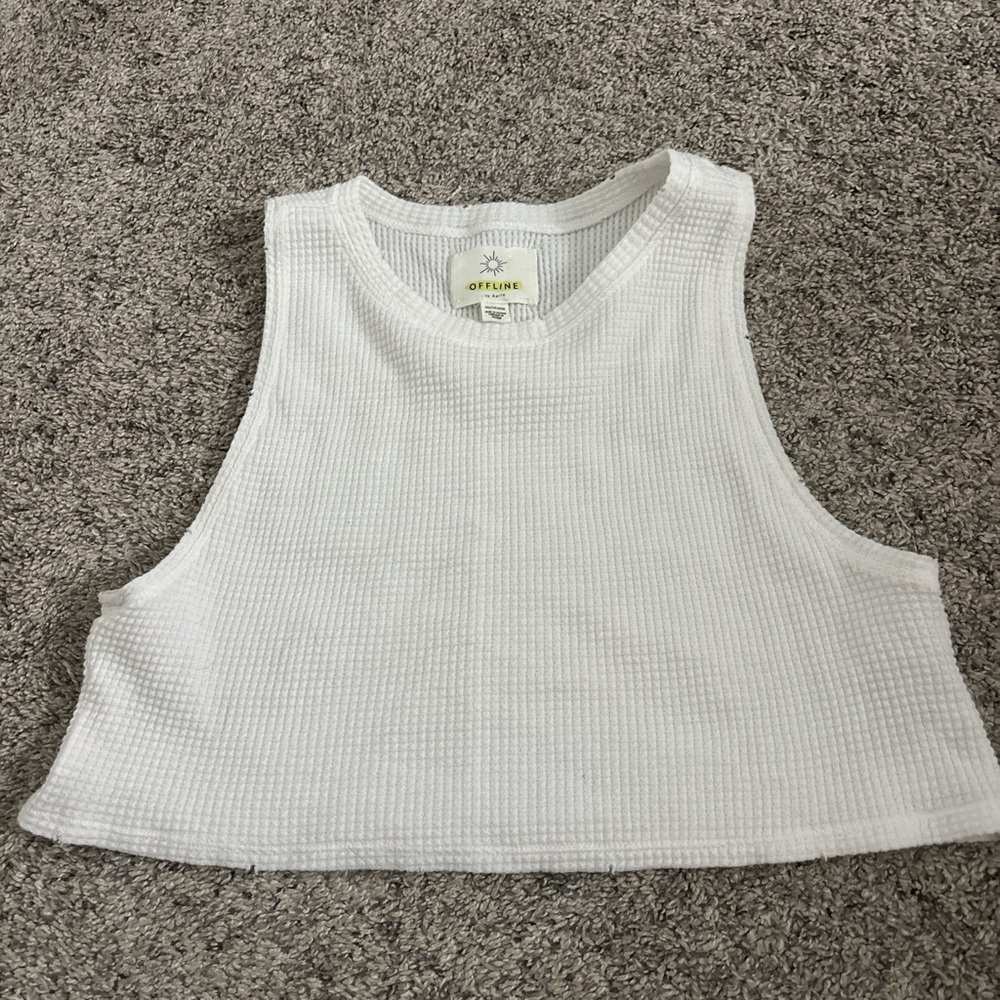 Aerie Textured White Tank Top